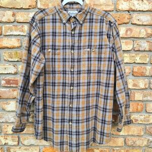 Mens Carhartt Cotton Long Sleeved Button-Down, Medium